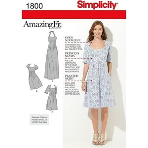 Sewing Pattern Amazing Fit Dress Simplicity 1800 Size 10 12 14 16 18 UNCUT  2014